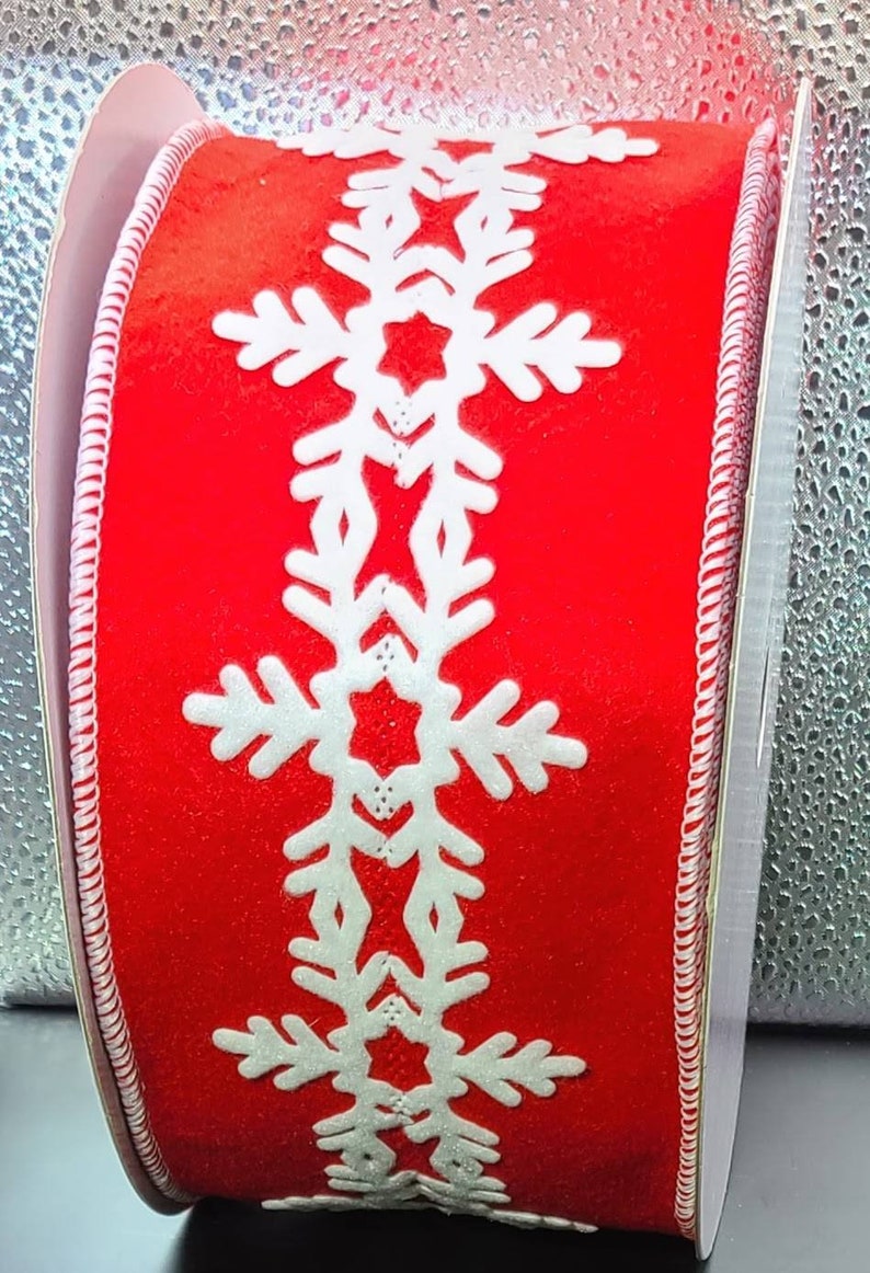4 Inch Red With White Snowflake Center Trim. Holiday Etsy
