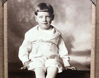 C. 1910 Photo, Adorable Boy Dressed in White by Clarence Long, Waynesburg, PA