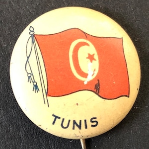 C. 1920 Pinback Button, Flag of Tunis, Tunisia