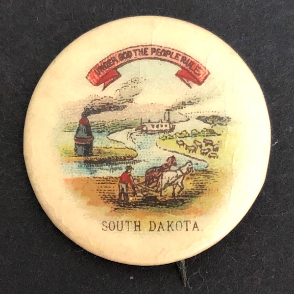 1896 Pinback Button, Seal of the State of South Dakota