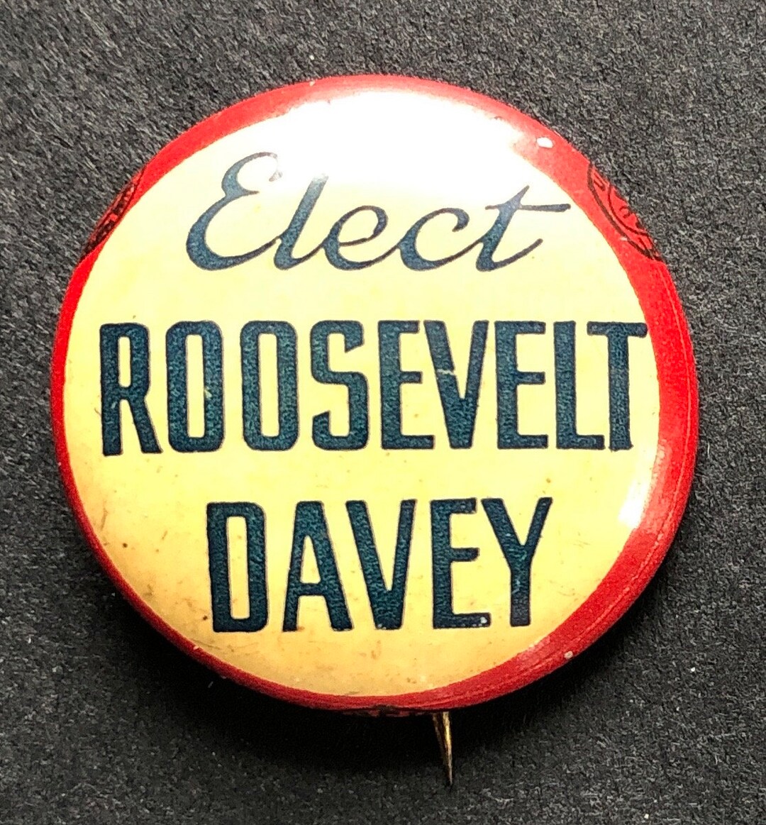1940 Coattail Pinback Button, Franklin D. Roosevelt and Martin Daves of Ohio Etsy