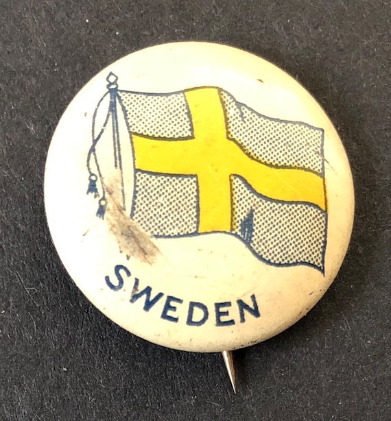 C. 1920 Pinback Button, Flag of Sweden - image 1