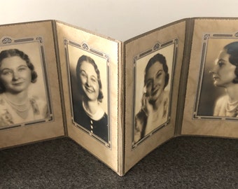 1930s Four Portraits of a Woodland California Lady in Single Fold Out Display by Kromer Studios