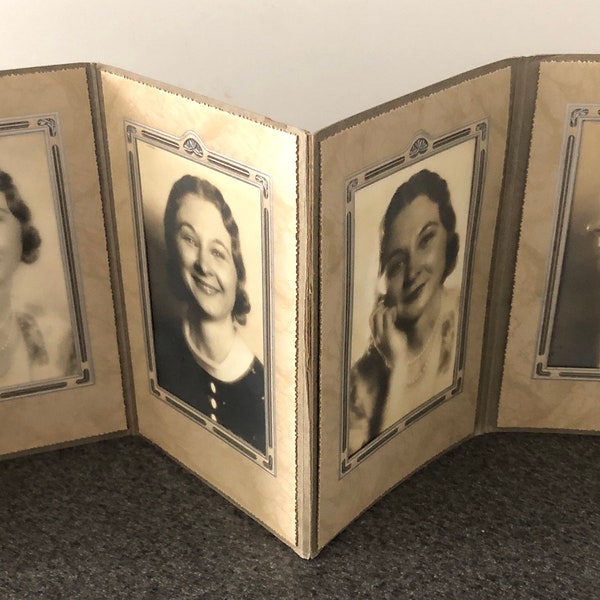 1930s Four Portraits of a Woodland California Lady in Single Fold Out Display by Kromer Studios