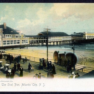 1905 Rotograph Postcard, Pedestrians on the Steel Pier of Atlantic City New Jersey