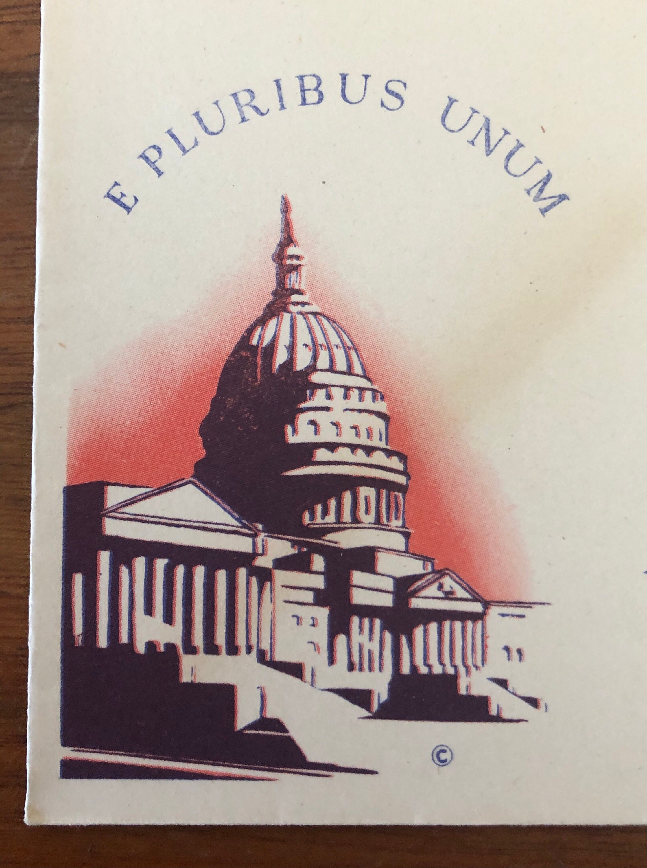 WWII Patriotic Postal Cover, US Capitol, In God We Trust, by Minkus