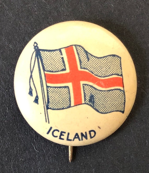 C. 1920 Pinback Button, Flag of Iceland - image 1