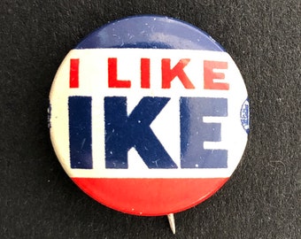 1956 Dwight D. Eisenhower Presidential Campaign Pinback Button, I Like Ike,  no.6