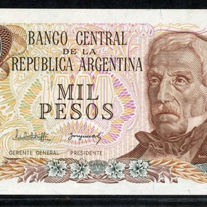 1976 - 1983 issued 1000 Central Bank of Argentina Issued 1,000 Pesos Bank Note, Crisp UNC Condition