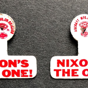 1968 Lapel Tab Buttons, Nixon&#39;s The One! Richard M. Nixon Presidential Campaign