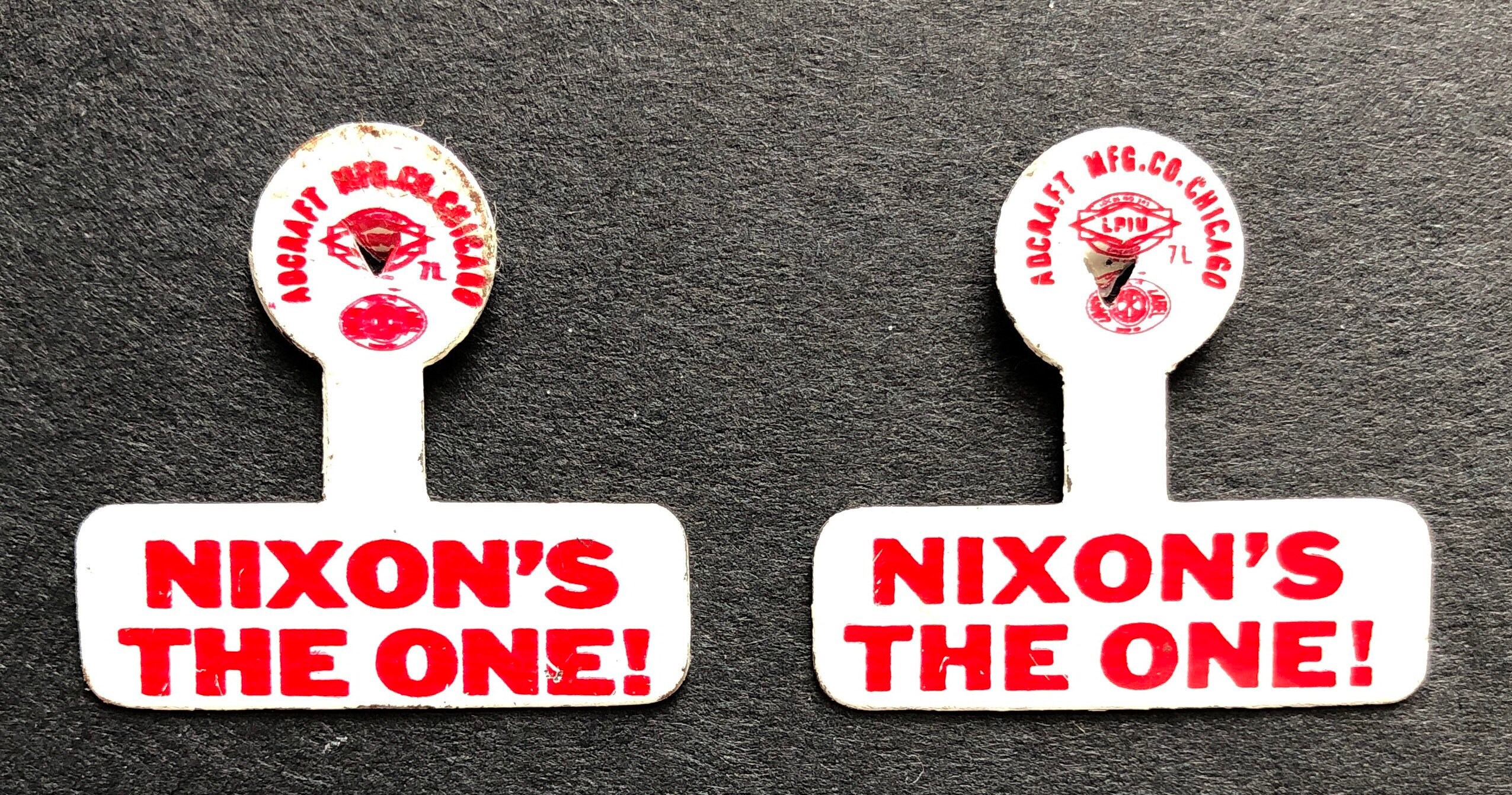 1968 Lapel Tab Buttons, Nixon's The One! Richard M. Nixon Presidential Campaign