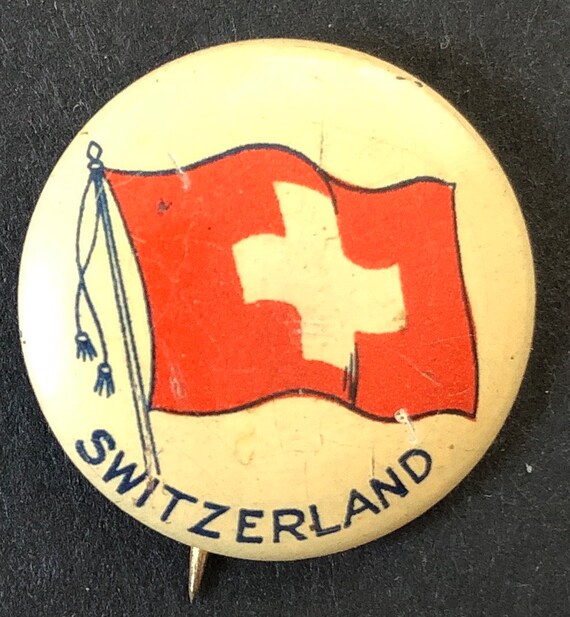 C. 1920 Pinback Button, Flag of Switzerland