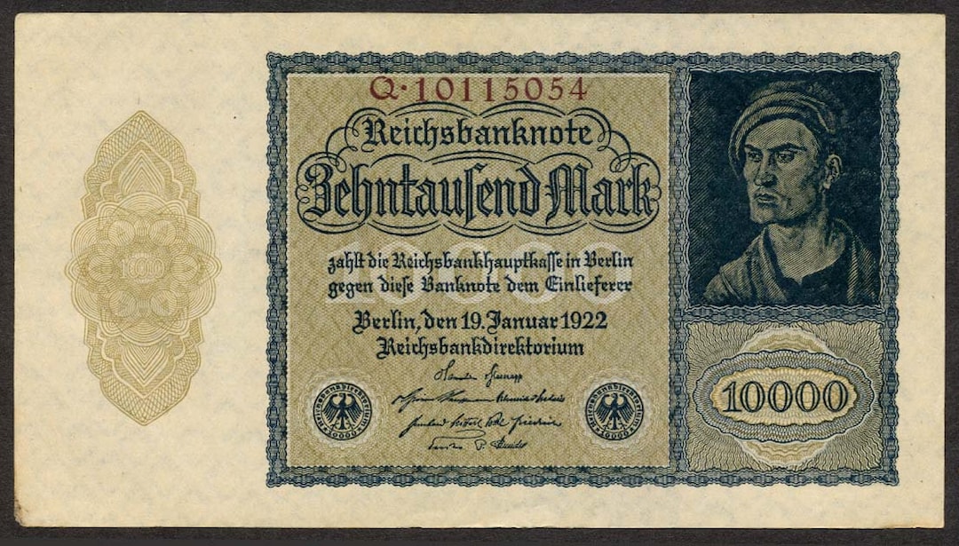 1922 年ドイツ帝国紙幣 10,000 マルク小額紙幣、未流通紙幣