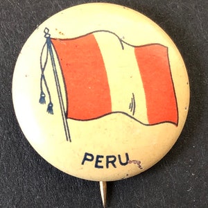 Um 1920 Button, Flagge von Peru