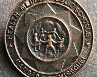 1930s Pinback Button, Health Medal from Public Schools of Kansas City Missouri