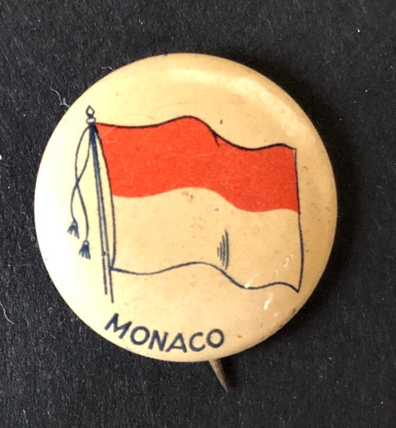 C. 1920 Pinback Button, Flag of Monaco - image 1