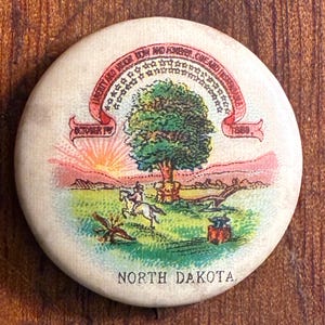 1896 Pinback Button, Seal of the State of North Dakota