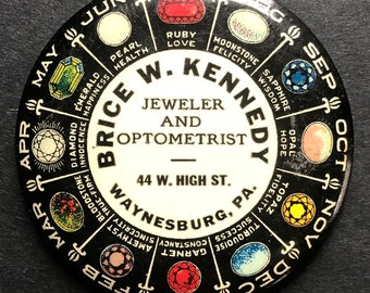 Vintage-Werbetaschenspiegel aus den 1920er Jahren, Brice Kennedy, Juwelier und Optiker, Waynesburg, Pennsylvania