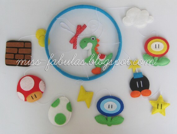 Super Mario Bros Decorative Baby Cot Cradle Crib Mobile Felt Etsy