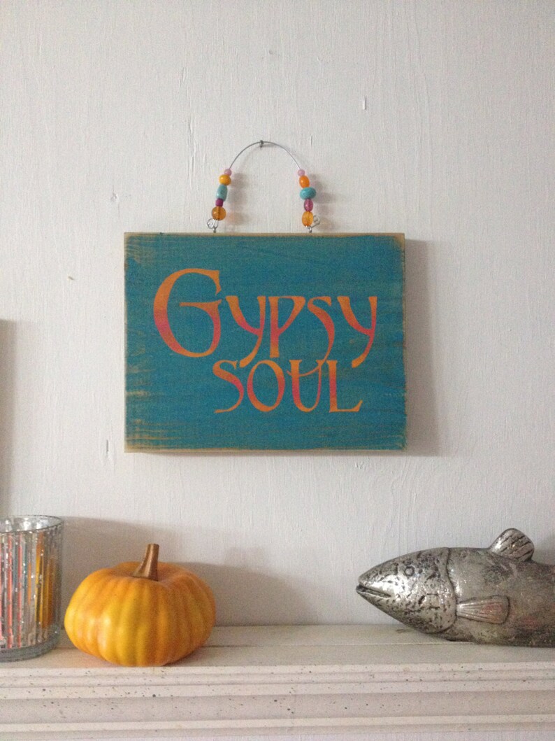 Gypsy Soul Sign gypsy signAntiqued sign. Aged gypsy Sign. Etsy