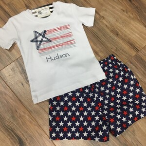 Boys Shorts Outfit, Boys Patriotic Outfit, Boys Fourth of July Outfit, Boys Flag Shirt, Boys American Outfit, Boys Personalized Shirt