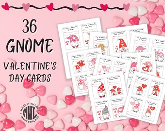 Printable Gnome Valentine Cards, Valentine Cards for Kids, Printable Valentine Cards, Kids Gnome Valentine Cards, Printable Kids Cards