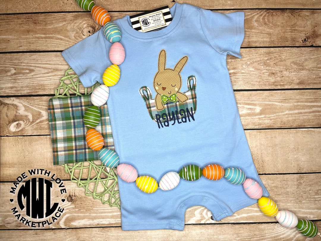 Boys Easter Bunny Outfit, Infant Boys Easter Bunny Romper, Baby Easter