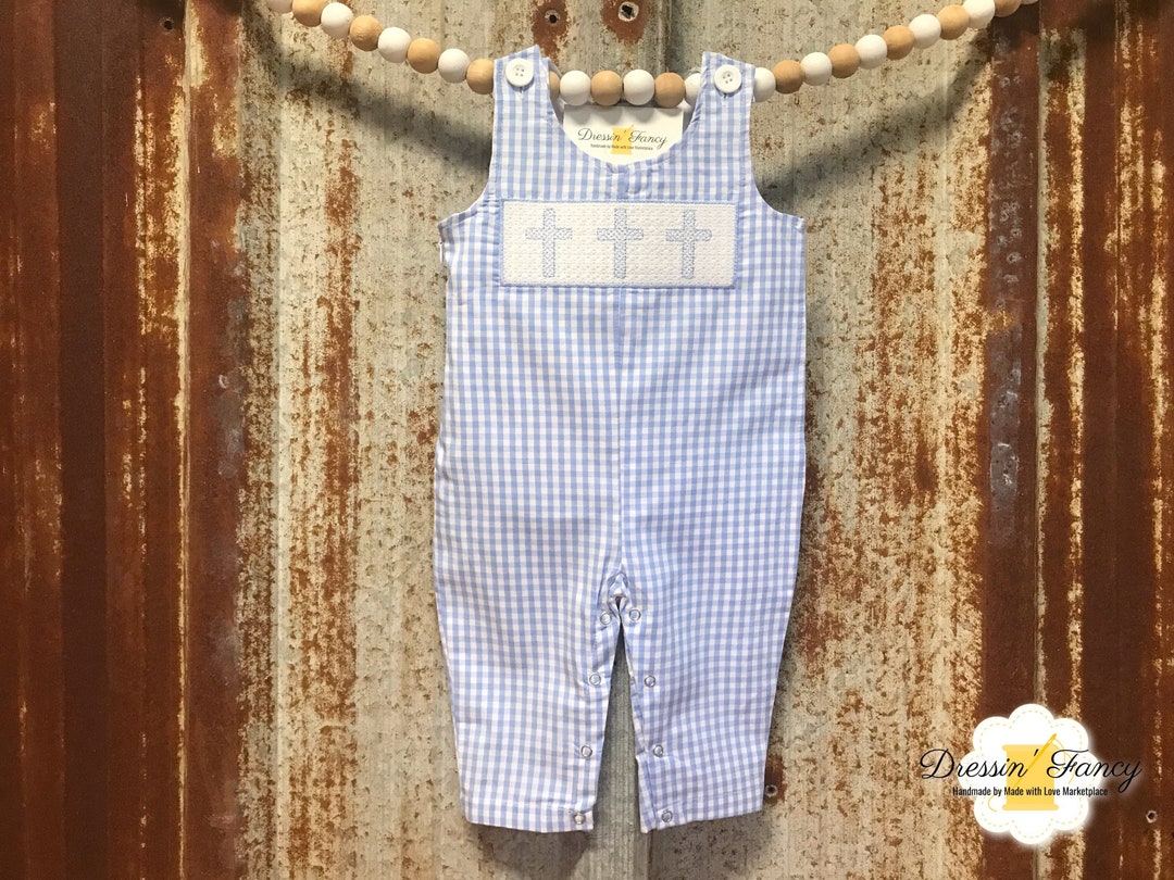 Boys Gingham Check Baptism Outfit, Infant Boys Cross Jon Jon, Boys Faux