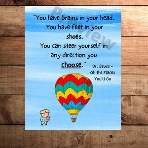 Book poster, Dr Seuss Oh the places youll Go, Elementary poster, literary posters, Book quote, Author poster, english class