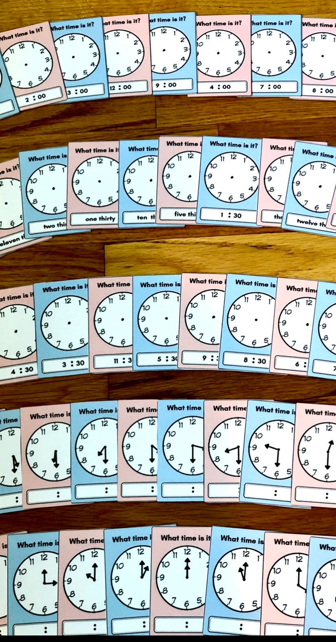 60 practice telling time flash cards tell time on the hour Etsy