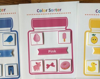 Actividad Montessori de clasificación de colores, juego imprimible de combinación de colores (patrón en PDF)