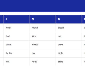 bingo cards, centers, 25 different 3rd grade level vocabulary words