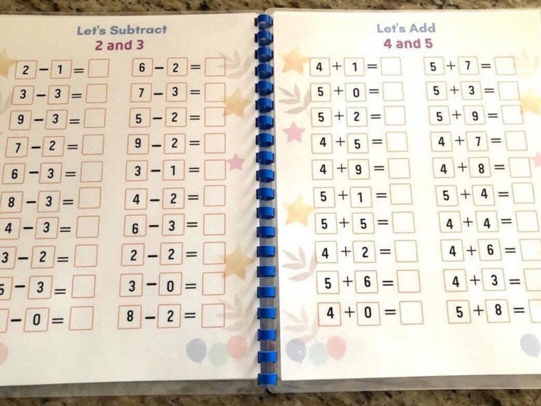 13 Addition and Subtraction Worksheets Printable Workbook - Etsy