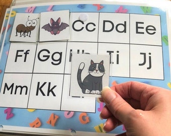 Beginning Sounds, Letter Sounds, Learning to Read, Preschool Curriculum, Printable Alphabet Game, Busy Binder Game