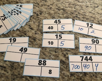Place value cards, Editable 60 printable digital download flash cards.