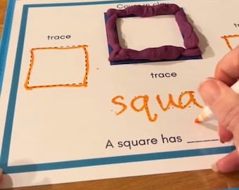 8 pages of  different math shapes , Clay Shape Tracing, Montessori, Preschool, Kindergarten