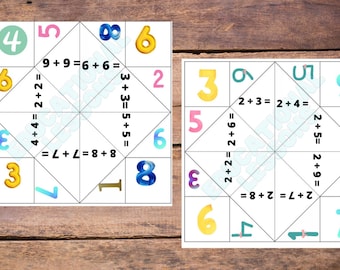 Math Cootie Catcher, Fortune Tellers, adding two and adding multiples
