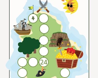 Math Treasure Map Multiples Worksheet, Printable Activity (Digital Download)