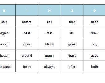 2nd grade, sight words, bingo cards Twenty different