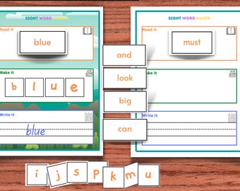 Sight Word Builder, Flashcards, Dolch & Fry Lists (Digital Download)