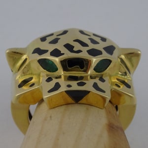 Panther Ring, Silver panther ring gold plated, Custom ring, customizable ring,emanel and emerald, silver and stones, men rings, vintage ring