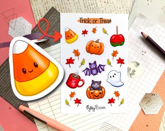 Kawaii Halloween Stickers: Trick or Treat Planner Stickers
