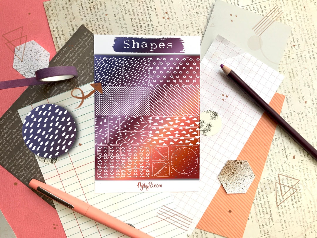 Shape Builder Sticker Shapes Planner Stickers - Handmade Matte Vinyl Bullet Journal Stickers ...