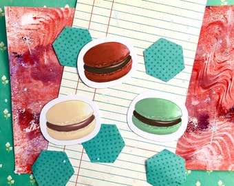 Macaron set of 3 vinyl water proof stickers