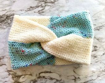 Knit Turban Headband: Two-Tone Acrylic Ear Warmer