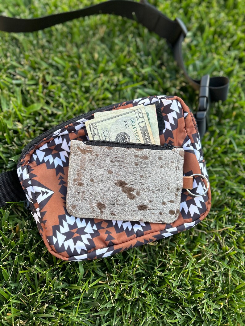 Cowhide & Tooled Leather Keychain Zipper Wallet Etsy