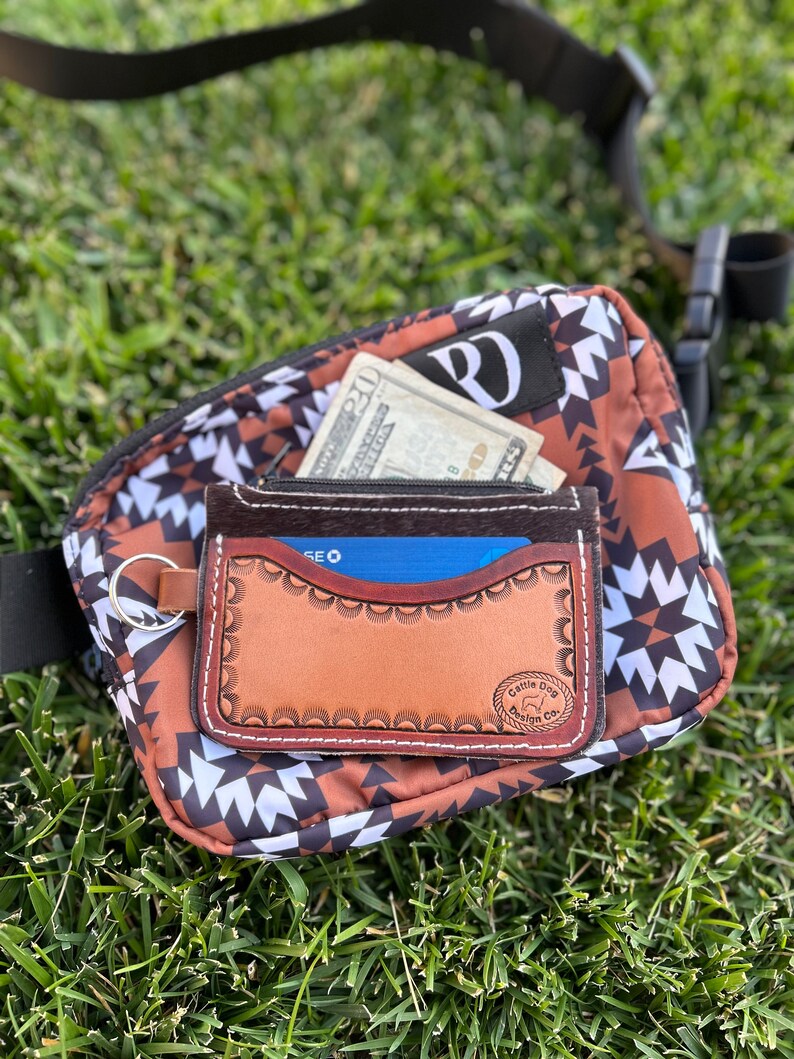 Cowhide & Tooled Leather Keychain Zipper Wallet Etsy