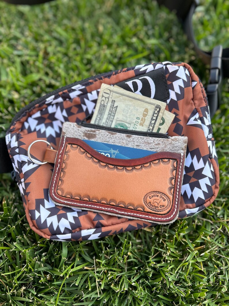 Cowhide & Tooled Leather Keychain Zipper Wallet Etsy