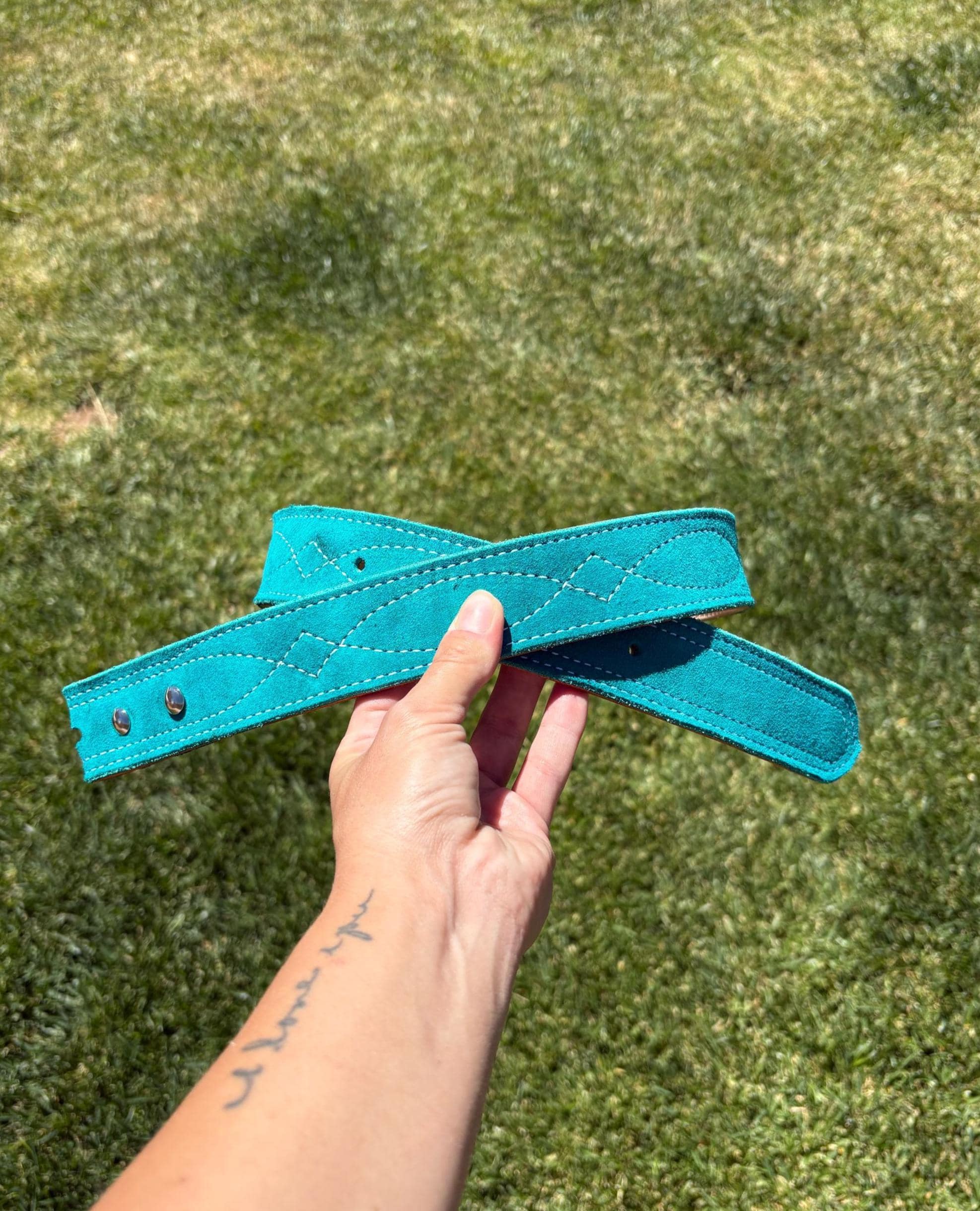 Turquoise Suede Belt - Etsy display picture 2