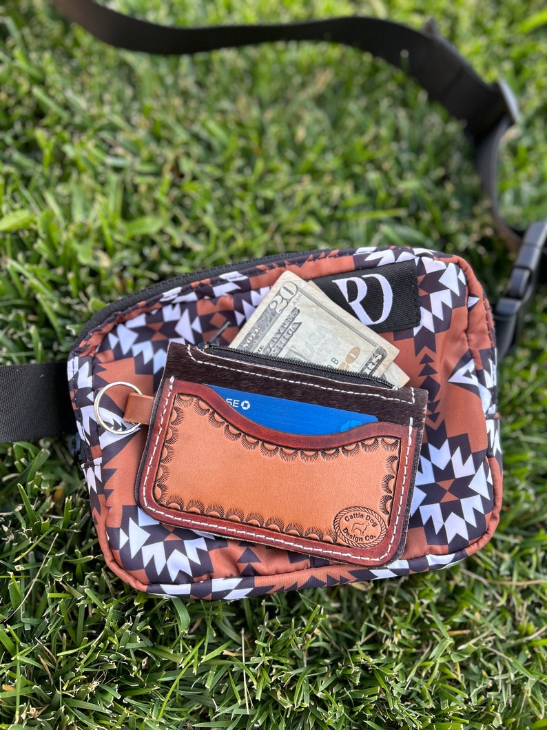 Cowhide & Tooled Leather Keychain Zipper Wallet Etsy